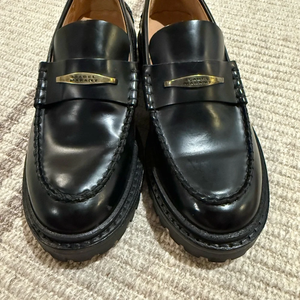 Isabel Marant Black Leather Loafers - Picture 2 of 4
